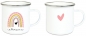 Preview: ♥ Tasse Emailletasse Regenbogen, Mädchen, Einschulung KITA Wunschname, Dankeschön, Geburtstag, Abschied, Jubiläum, Geschenk, Kommunion, Firmung Konfirmation, Becher von Lüttentüddel